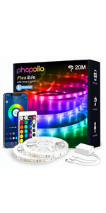 Phopollo smart led strip light 20m with remote