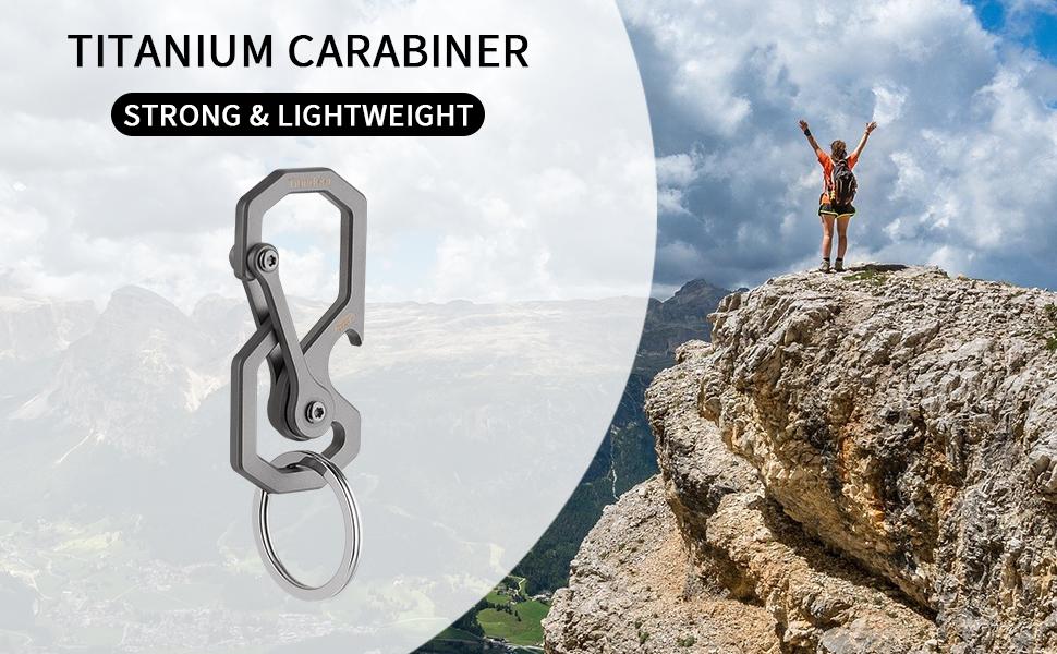 Tibitdeer Titanium Keychain Utility Keyring Carabiner Clip Quick-Release Multi-Tool Key Holder 