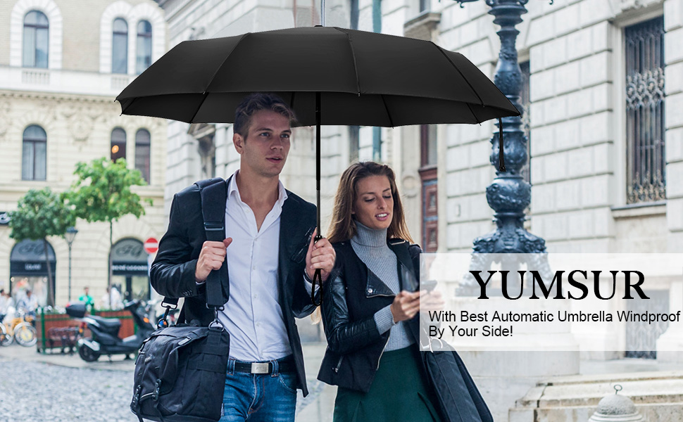 Large Umbrella Auto Open Close with Golf Size and 210T Teflon Coated Vented Windproof for Men Women