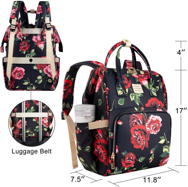 Laptop Backpack,15.6 Inch Stylish College School Backpack with USB Port Charging, Water Resistant Casual Daypack Laptop Backpack for Women/Boys/Girls/Business/Travel (Flower3) - Image 4