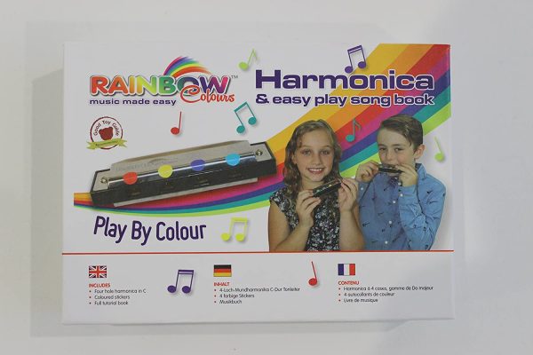 Beginners 4 hole Harmonica by Rainbow Colours - Designed for Kids and Beginners, by professionals, comes with instruction book! - Image 2