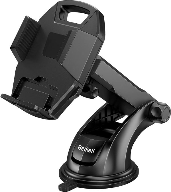 Car Phone Holder, Beikell Adjustable Car Phone Mount Cradle 360?? Rotation - Phone Holder for Car with One Button Release and Strong Sticky Gel Pad for Mobile Phones from 4.7 to 6.7 inches - Image 2