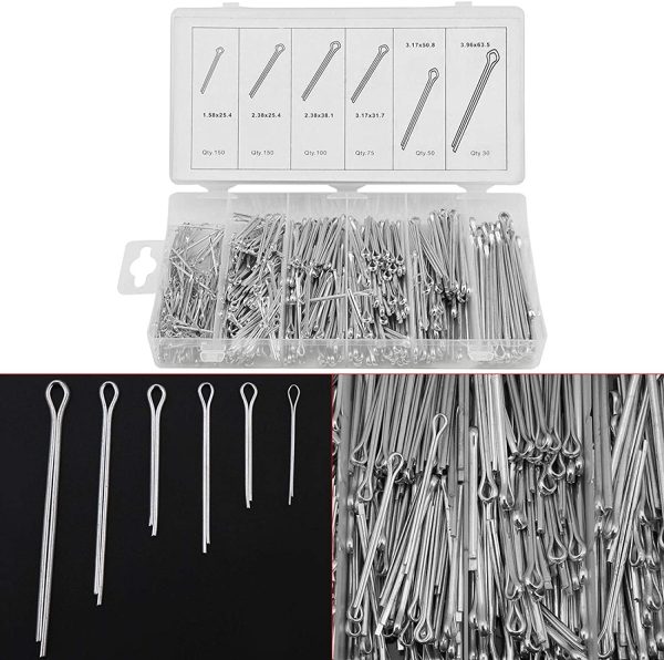 Cotter Pins, 555Pc/Set Zinc Plated Cotter Pins Mechanical Hitch Hair Tractor Fastener Clip Kit with Case, Steel Cotter Pin Clip Key Fastner Fitting Assortment Kit