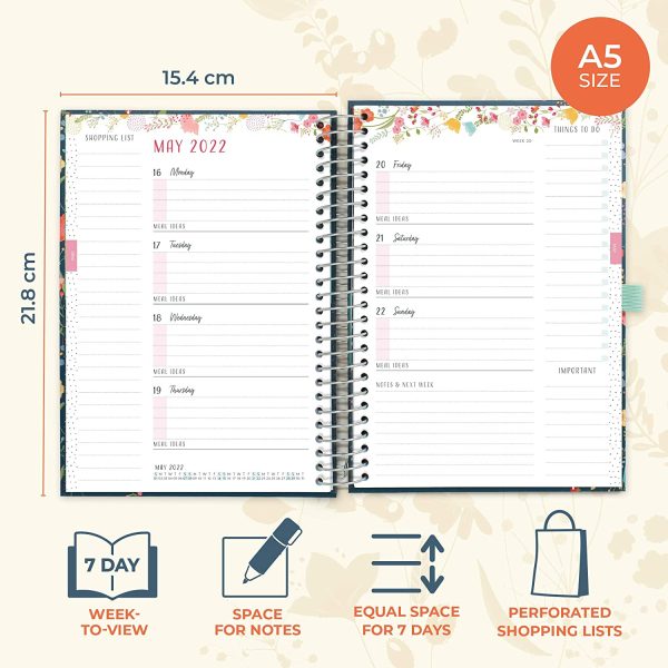 Life Book 2022 Diary. A5 Diary 2022 Week to View Runs Now Until Dec'22. Life Planner 2022 with Shopping Lists & to-Do Lists. Feature Packed 2022 Diaries for Managing Busy Schedules. - Image 5