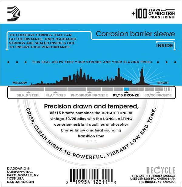 D'Addario Guitar Strings - Acoustic Guitar Strings - 85/15 Bronze - For 12 String Guitar - Full, Bright Tone - EZ940 - 12-String, Light, 10-47 - Image 2