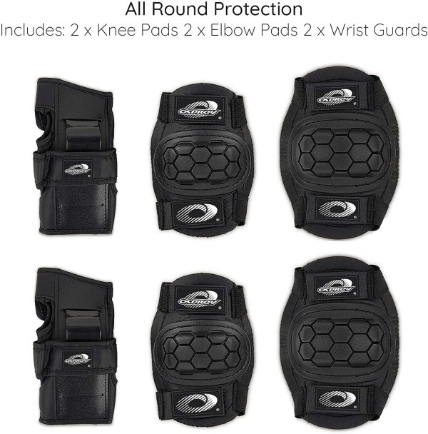 Osprey Kids' Skate Bmx Pads - Knee, Elbow and Wrist Protective Set - 6 Piece Scooter Streetsport Pad Set - Multiple Colours - Image 3