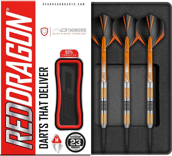 RED DRAGON Amberjack 23g, 25g or 27g Tungsten Darts Set with Flights and Stems