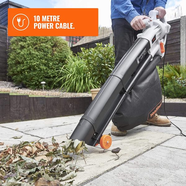 VonHaus 3 in 1 Leaf Blower - 3000W Garden Vacuum & Mulcher - 35 Litre Collection Bag, 10:1 Shredding Ratio, Automatic Mulching Compacts Leaves in Bag with 10m Cable - Image 4