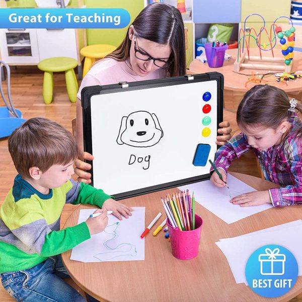 Small Dry Erase Whiteboard 40 X 30 cm Magnetic Hanging Double-Sided Whiteboard for Wall, Black - Image 6