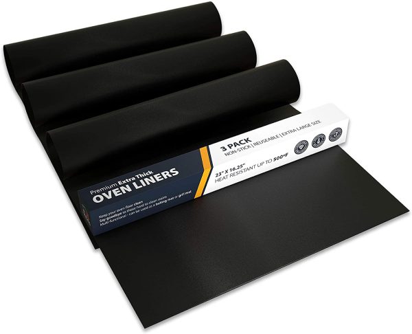 Large Heavy Duty Oven Liner by Linda??s Essentials (3 Pack) - Teflon Oven Liners For Bottom of Oven for Gas, Electric and Fan Assisted Ovens - Reusable Non-Stick Oven Mats for Bottom of Oven - BPA Free