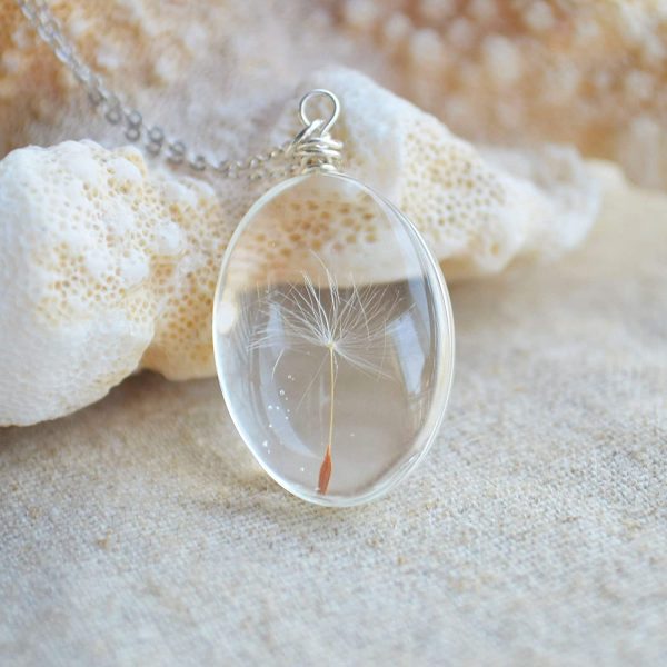 Dandelion Make a Wish Real Flowers Pendant 925 Sterling Silver Necklace - Image 4