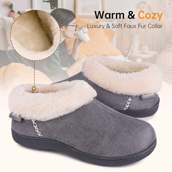 EverFoams Women's Micro Suede Fuzzy Plush Lined Slippers with Cozy Memory Foam