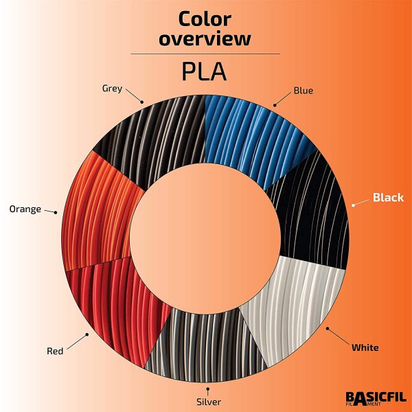 BASICFIL PLA 1.75mm, 500 gr, 3D printing filament , Black - Image 3