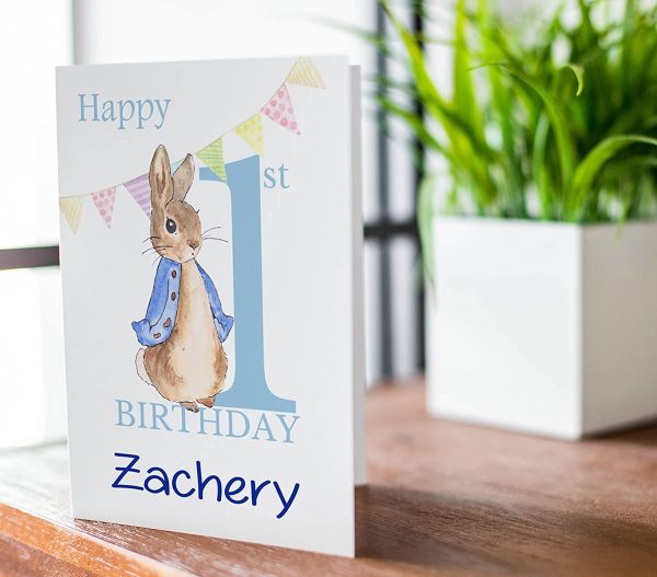 Peter rabbit personalised 1st birthday card, custom birthday card, daughter son birthday, 1st birthday boy CBA9968