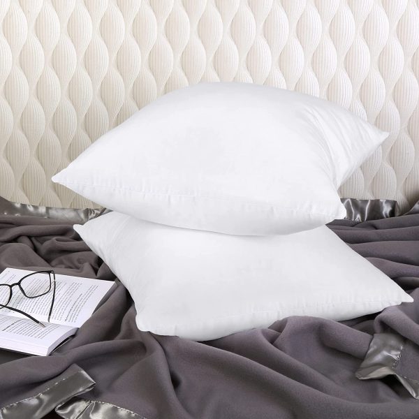 Cushion Inner Pads (Pack of 2), 30 x 30 cm (12" x 12") Cushion Stuffer Inserts, Cotton Blend Fabric, Hollowfibre Square Pillows (White)