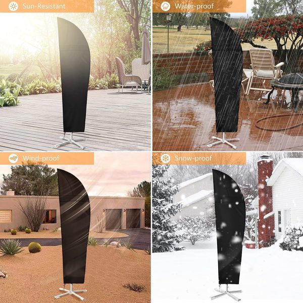 Dokon Parasol Cover with Air Vent, Waterproof, Anti-UV Heavy Duty 600D Oxford Fabric Cantilever Parasol Cover with Rod, Large Patio Umbrella Cover for 2 to 4m Garden Outdoor Umbrella (265x40/70/50cm)