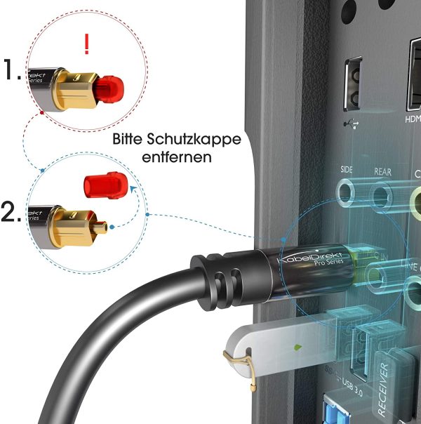 KabelDirekt ?C 1m Optical Digital Audio Cable/TOSLINK Cable (TOSLINK to TOSLINK, fibre optic cable, for Home Theater, PS4, XBOX) PRO Series