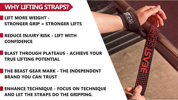 Beast Gear Weight Lifting Straps - Professional, Padded Gym Wrist Straps w/Advanced Gel Grips - Image 4