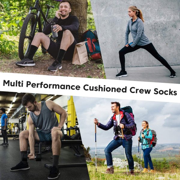 coskefy 6 Pairs Sports Socks Cushioned Walking Socks Hiking Socks Crew Athletic Socks Men Women Ladies for Outdoor Running Trainer Fitness - Image 7