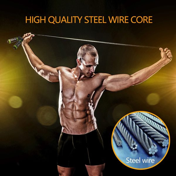 Gritin Skipping Rope, Speed Jump Rope Soft Memory Foam Handle Tangle-free Adjustable Rope & Rapid Ball Bearings Fitness Workouts Fat Burning Exercises Boxing - Spare Rope Length Adjuster Included. - Image 4