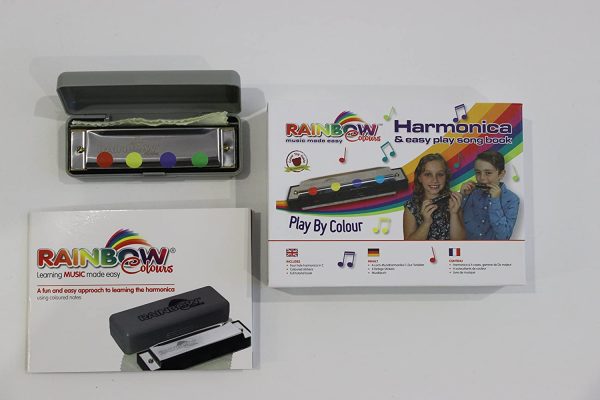 Beginners 4 hole Harmonica by Rainbow Colours - Designed for Kids and Beginners, by professionals, comes with instruction book! - Image 4