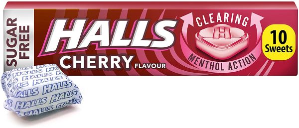 Halls Sugar Free Cherry Menthol Action Sweets, 32g