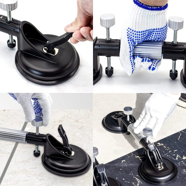 HIGHTOP 2PCS 6Inch Adjustable Stone Seam Setter Suction Cup Suckers Clamps Lifter for Granite Ceramic Tile Marble Glass Joining and Leveling and Aligning Tiles Countertop Installation Tool - Image 8