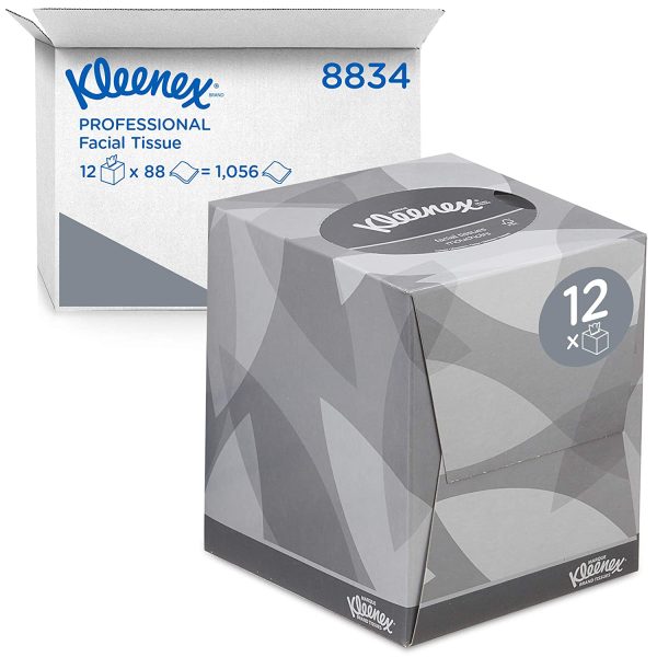 Kleenex Facial Tissue Cube 8834 - 2 Ply Boxed Tissues - 12 Tissue Boxes x 88 White Facial Tissues (1,056 sheets) - Image 5