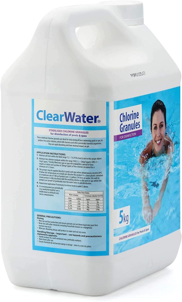 Clearwater CH0004 Chlorine Granules for Hot Tub Spa and Swimming Pool Water Treatment for Rapid Disinfecting and Cleaning, Jerry Can, 5 kg - Image 4