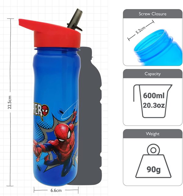 MARVEL 1325 1698 Spider-Man Hero Reusable Water Bottle, polypropylene, Blue and red, 600ml