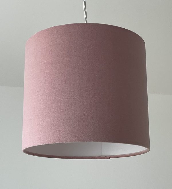 Blush Pink Velvet Drum Lampshade - Image 3