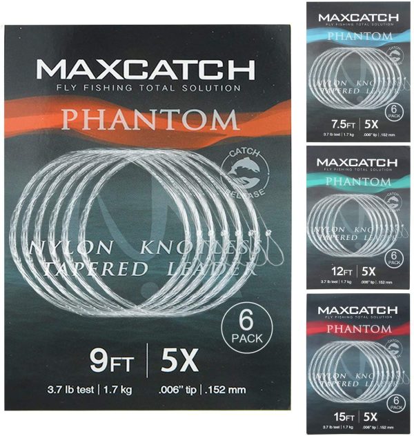 MAXIMUMCATCH Maxcatch Fly Fishing Tapered Leader Line 6 Pack -Pre-Tied Loop- Tensile Strength- Abrasion Resistance- Low Memory 7.5ft/9ft/12ft/15ft, 0X-7X - Image 3