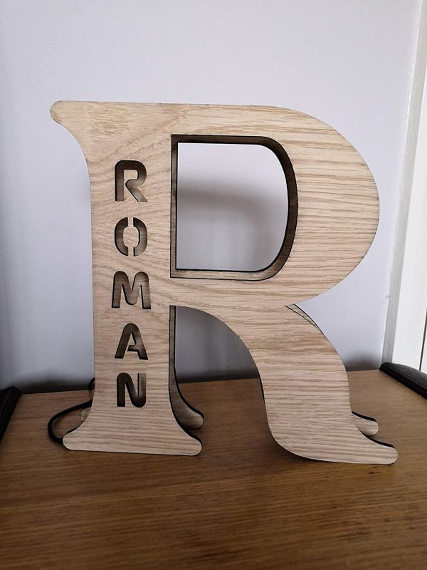 Personalised LED Wooden Night Light/Letter Lamps ?C Free Standing - Image 5