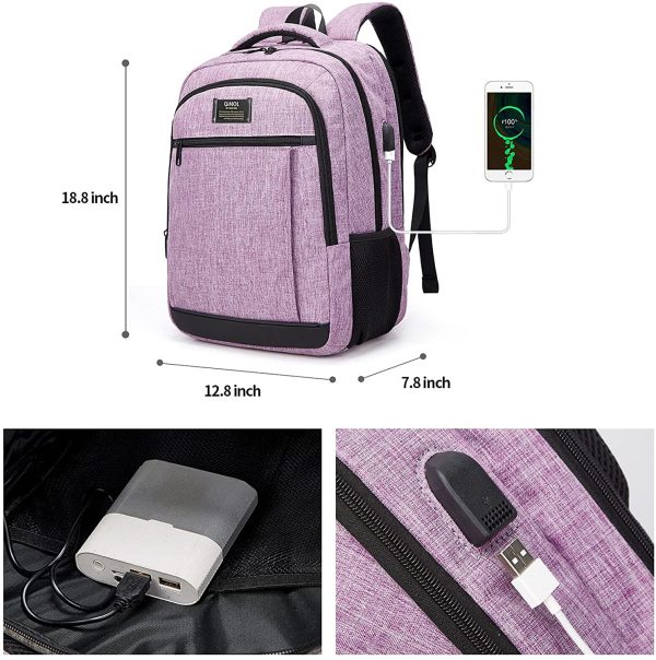 QINOL Travel Laptop Backpack Anti-Theft Business Work Backpacks Bag With Usb Charging Port, Durable Water Resistant 15.6 Inch College School Computer Rucksack for Men Women - Image 2