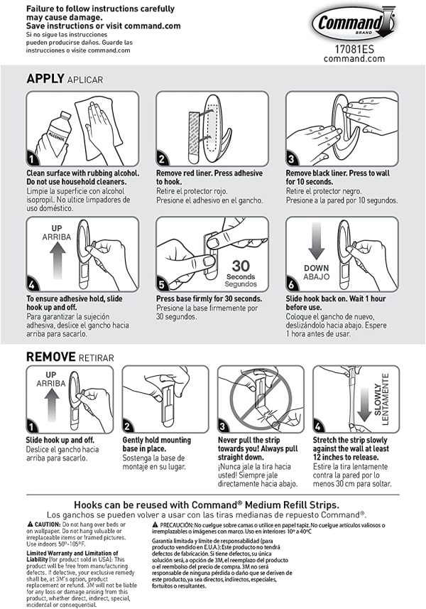 Command 17081 Damage Free Medium Hooks 2 Pack , White - Image 4