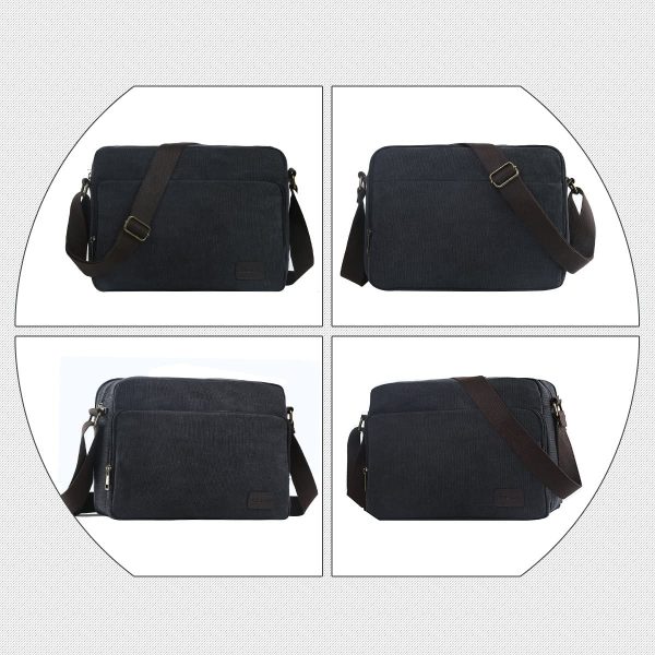 Eshow Men Messenger Bag Canvas Shoulder Laptop Bag for Men 14 inch Tablet Messenger Briefcase Work MacBook Pro Crossbody Bag Satchel for Casual Business School Travelling