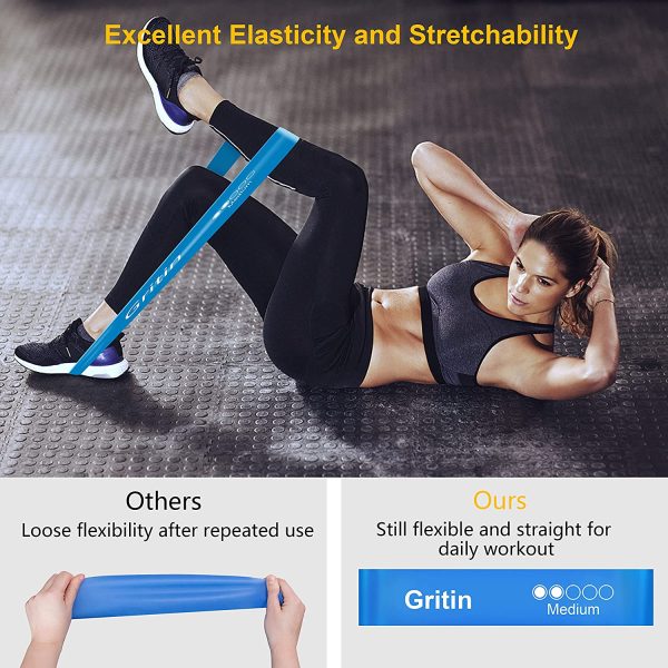 Gritin Resistance Bands, [Set of 5] Skin-Friendly Resistance Fitness Exercise Loop Bands with 5 Different Resistance Levels - Carrying Case Included - Ideal for Home, Gym, Yoga, Training - Image 7