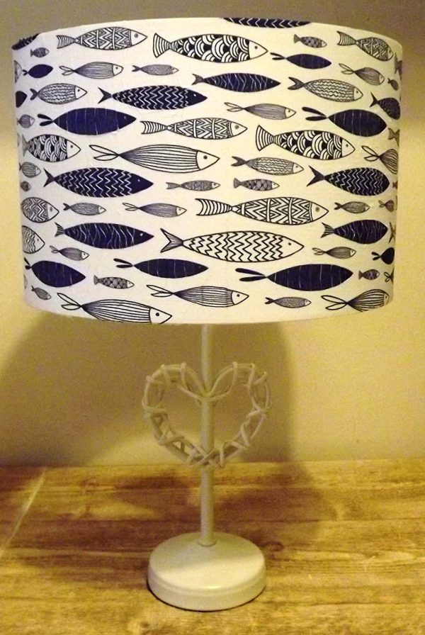 Blue Fish lamp shade,lampshade,vintage shabby chic. Bathroom, Nautical