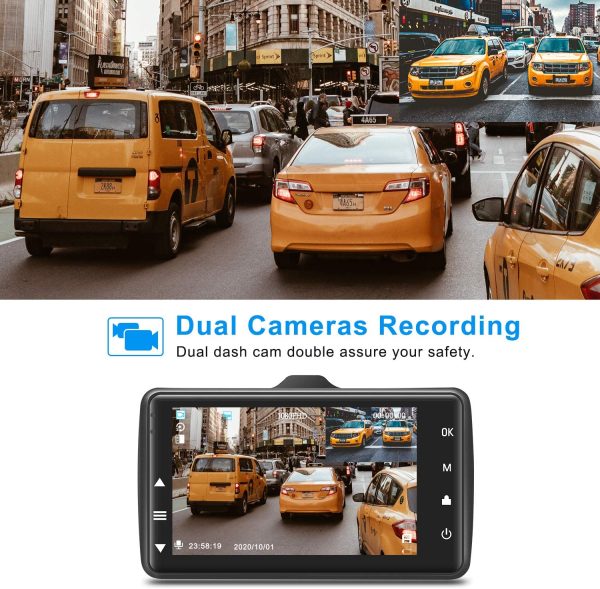 Dash Cam Front and Rear 1080P Full HD with 32GB SD Card Car Dual Dash Camera with F1.8 3 Inch IPS Screen Dashboard Camera Dashcam for Car 170??Wide Angle Aluminum Alloy,Loop Recording,G-sensor