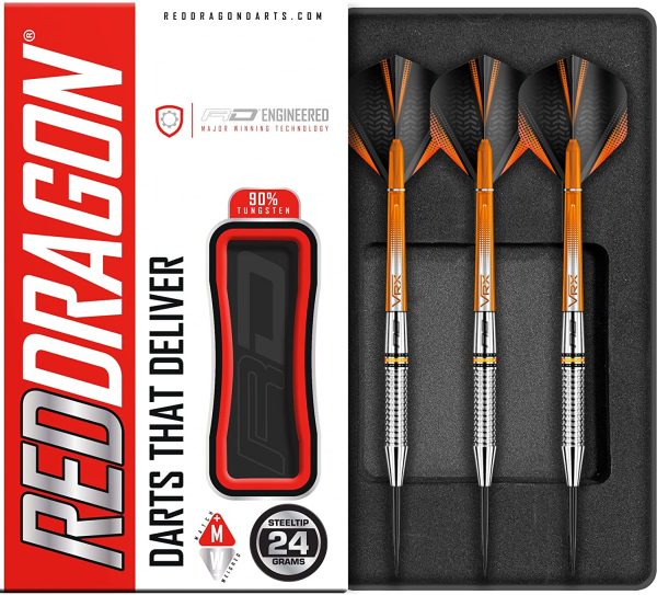 RED DRAGON Amberjack 24g, 26g, 28g or 30g Tungsten Darts Set with Flights and Stems