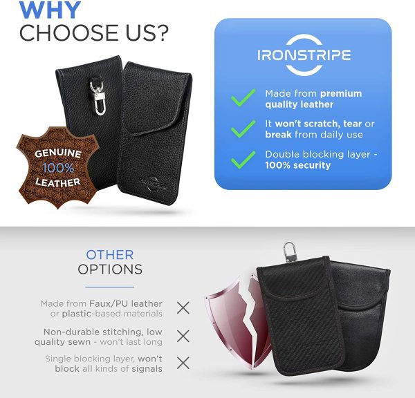 Faraday Pouch | Real Leather Faraday Bag for Key Fob Protector Pouch RFID Blocking | Premium Quality | Stylish Anti-theft Car Key Case/Jammer Signal Blocker for Keyless Entry Systems - Image 3