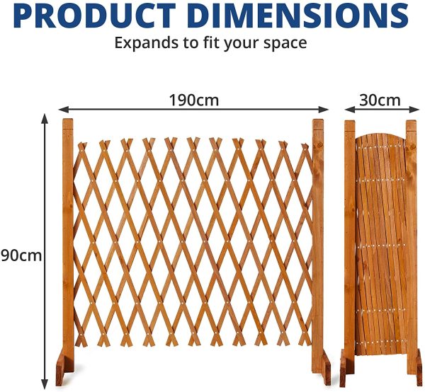 easylife lifestyle solutions Solid Wood Expanding Fence | Mobile and Movable Fence | Gardeners & Pet Owners | Fold-able Design and Lightweight | H:90cm x W:30-190 cm | From Natural Wood - Image 8