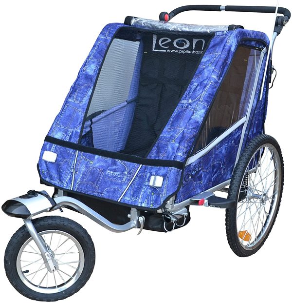 Leon Paplioshop folding bike trailer, buggy with front wheel, for 1 or 2 children, with 1 door, New - Image 2