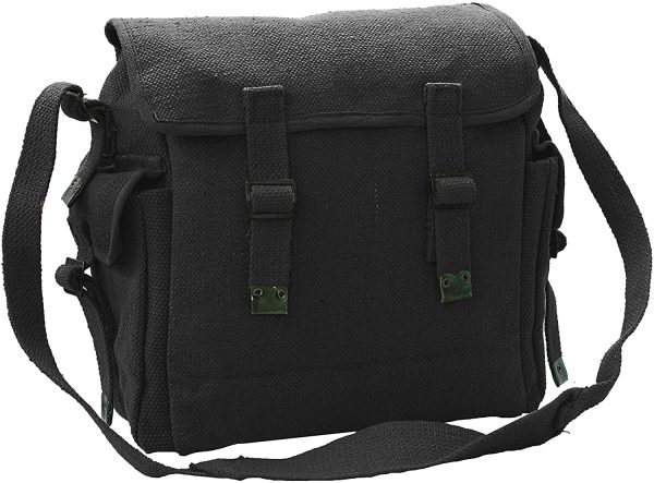 Canvas Webbing Messenger Bag With Pockets