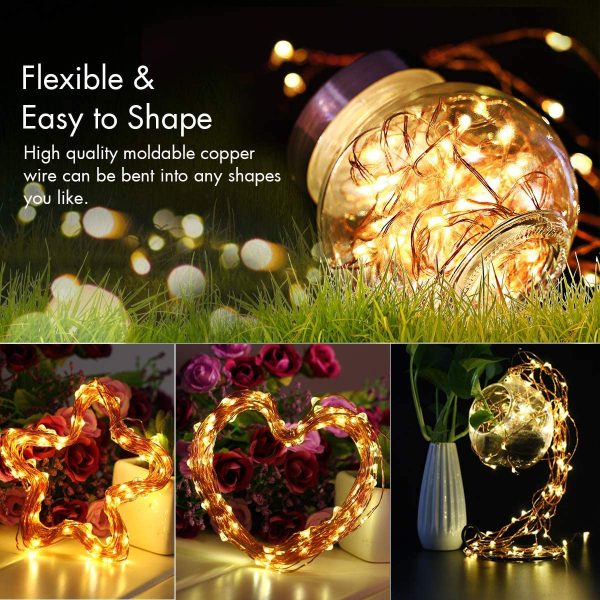 Solar String Lights Outdoor, 2 Pack 120 LED Solar Garden Lights Waterproof 12M/40Ft 8 Modes Indoor/Outdoor Fairy Lights Copper Wire Decorative Lighting for Patio, Yard, Party, Wedding (Warm White) - Image 4