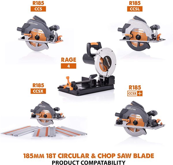 Power Tools R185TCT-20CS (Rage) Multi-Material TCT Blade Cuts Wood, Metal and Plastic, 185 mm - Image 2