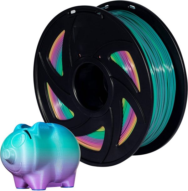 PLA Filament 3D Printer Filament 1.75mm 1kg Rainbow PLA Colour Changing Multicolor Filament 1kg(2.2lbs) Spool Pack of 1 XVICO - Image 6