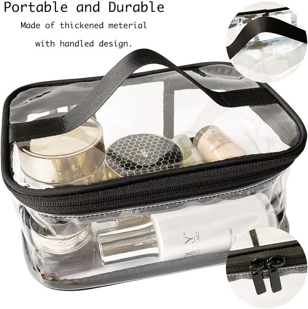 FIYUK Toiletry Bag Makeup Cosmetic Clear Bag Portable Waterproof Transparent Travel Large Storage Black - Image 6