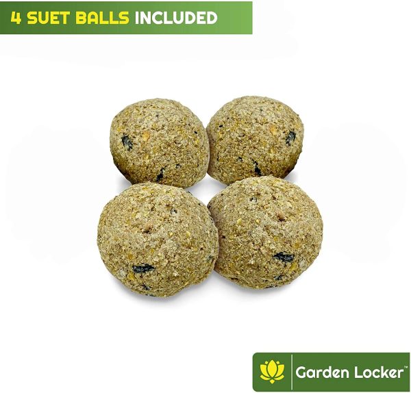 Bird Feeder With 4 Suet Balls Included - Plastic Outdoor Hanging Feeders for Garden Birds Feeding - Attracting Tits, Finches, Robins, Sparrows & many more Wild Birds - Image 6