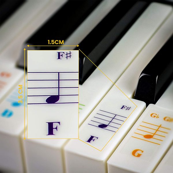 Color Piano and Keyboard Stickers and Complete Color Note Piano Lesson and Guide Book